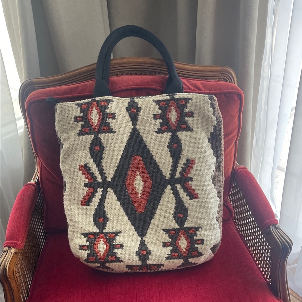 Billabong Geometric Tote - Black, Red, Cream